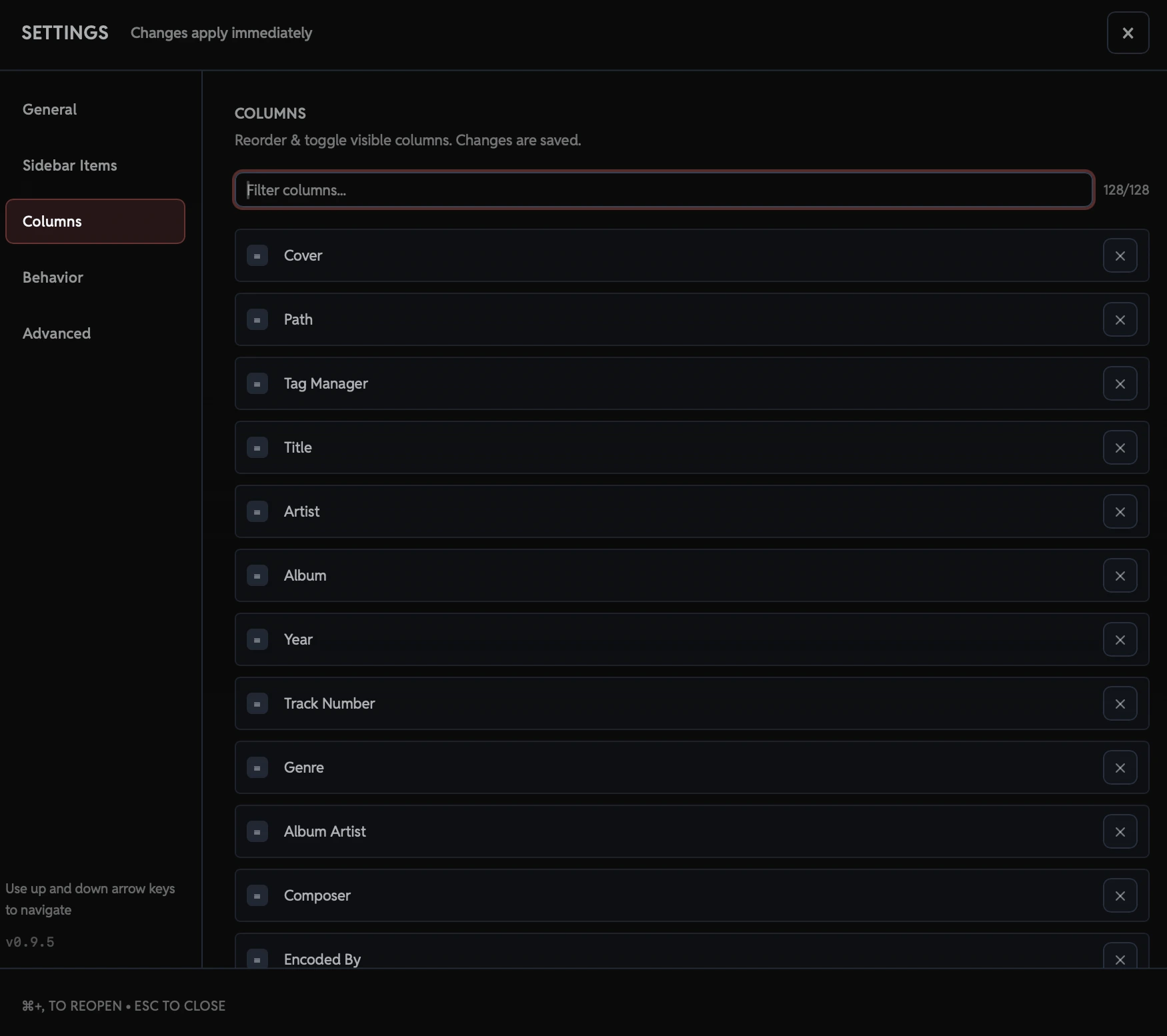 Settings Page